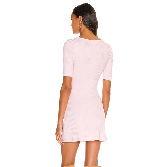 NEW Lovers  + Friends JAZLYN MINI DRESS {$128 Retail} Pink Ribbed Tie Bust XXS - Picture 2 of 11